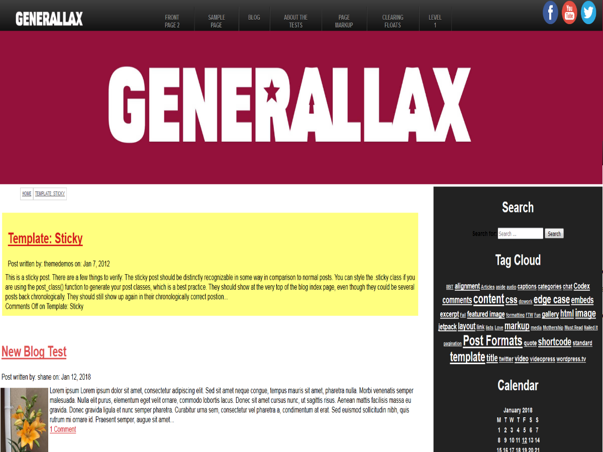 Shane Zentz Generallax Wordpress Theme screenshot image
